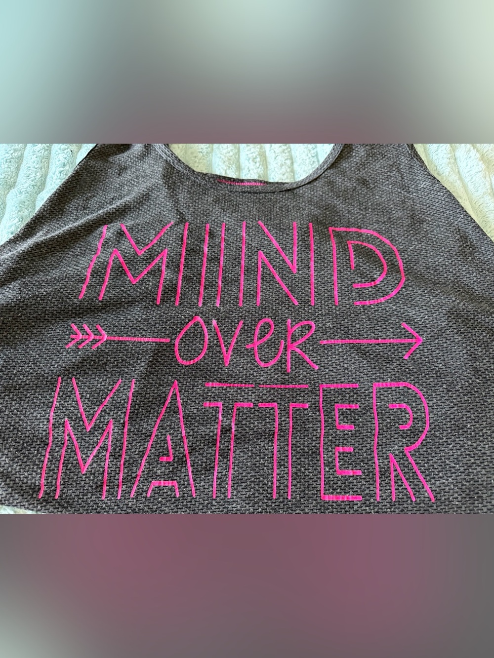 Danskin Now “Mind Over Matter” Racerback Athletic Tank Top Gray Pink Women’s 4X